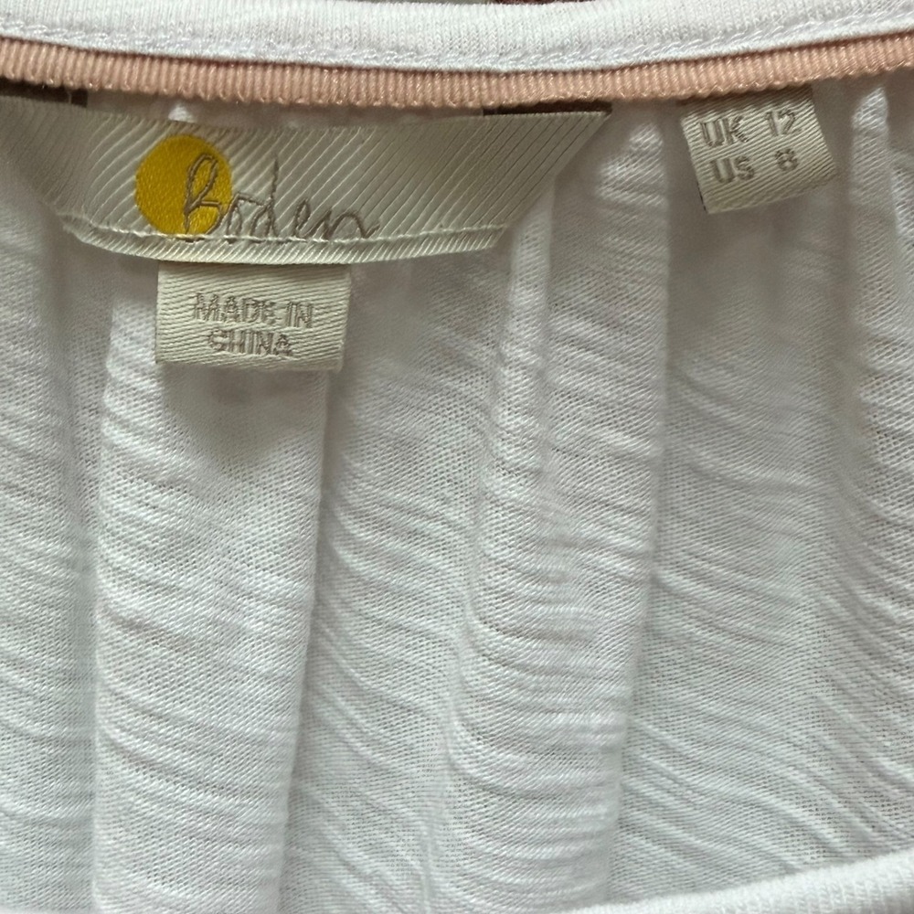 Boden Hayden Top Womens 8 White Embroidered Sleeve Peasant Blouse Boho Floral - Picture 5 of 6